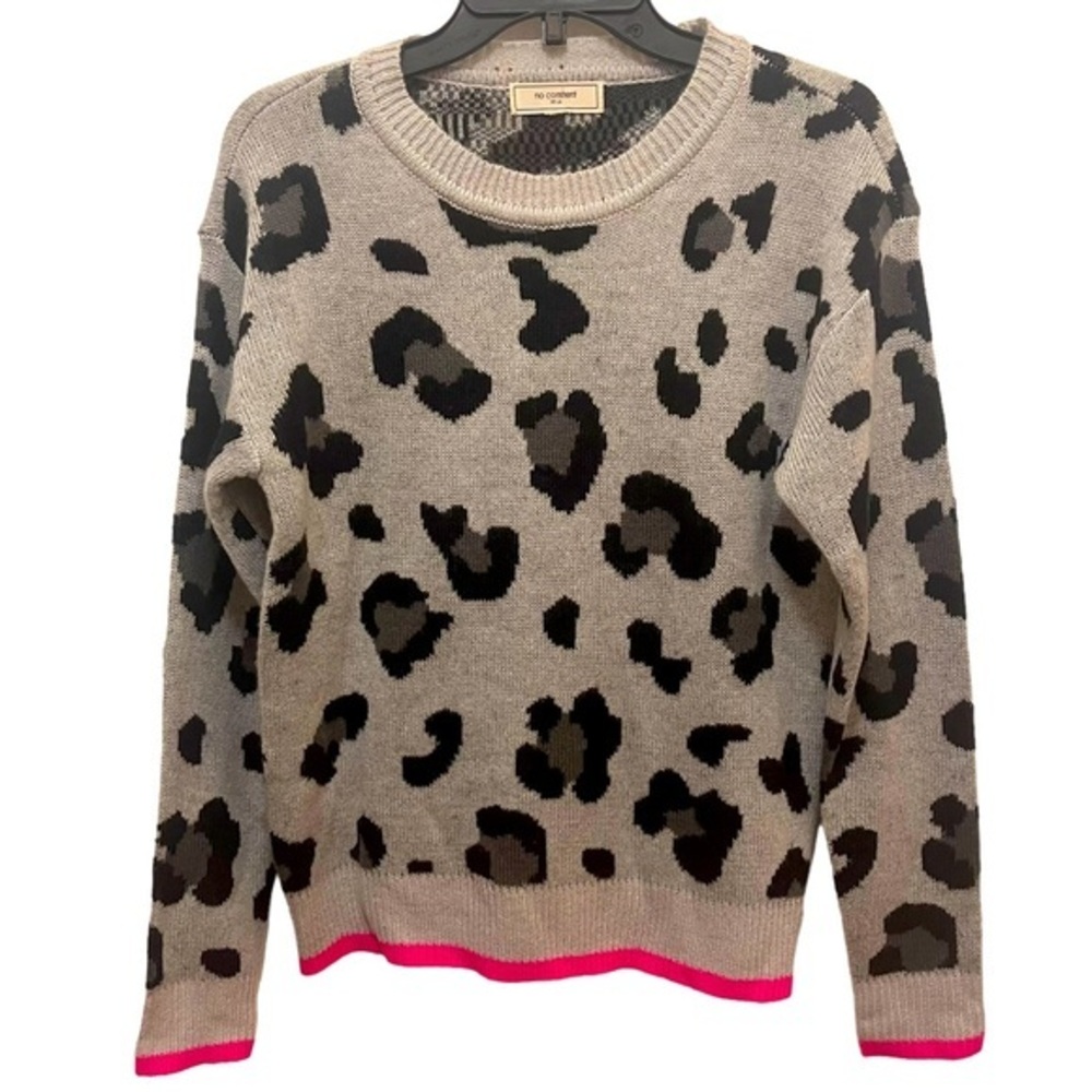 No Comment Animal Print Sweater Top Size M